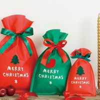 【クリスマス】ヘッズ シンプルクリスマスレッド不織布バッグーSSXR-SS1袋（10枚）