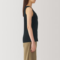 【レディース】無印良品 婦人 前開きカップ入りタンクトップ 婦人L 黒 良品計画