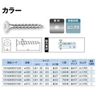 山喜産業　コーススレッド　カラー白　全ネジ　Ｗ３２Ｃ　頭部塗装　鉄ユニクロメッキ　1箱（1000本入）（直送品）