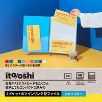 プラス イトオシ ツインリング型ファイル A4 2ポケットタイプ スカイブルー 91827 1セット（1冊×5）