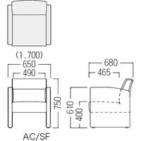 【軒先渡し】オリバー 応接ソファ PVC 3人掛 幅1700mm ブラック S・SF-481A・SF 1台（直送品）