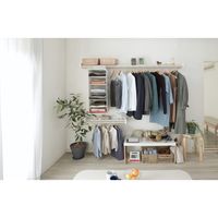 森田アルミ工業 室内物干しシェルフ Wally W1250　ミルクホワイト×バーチ Wally 1250 1組（直送品）