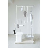 山崎実業 ベランダ収納&掃除道具収納ラック キャスター付き タワー 幅725×奥行350×高さ1410mm ホワイト 774346 1個（直送品）