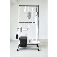 山崎実業 ベランダ収納&掃除道具収納ラック キャスター付き タワー 幅725×奥行350×高さ1410mm ブラック 774347 1個（直送品）