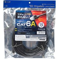 サンワサプライ カテゴリ6A LANケーブル KB-T6ATS-15BK 1個