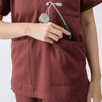 【アウトレット】PROFESSOR'S ROUND スクラブ 上衣 (ワイン)S ASK-SC-J01 1枚　スクラブ