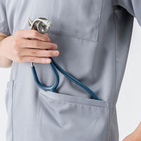 【アウトレット】PROFESSOR'S ROUND スクラブ 上衣 (グレー)L ASK-SC-J01 1枚　スクラブ