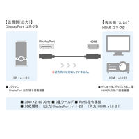 HDMIケーブル変換 5m DisplayPort[オス]-HDMI[オス] VV-DPHD050-B 1本 Vodaview