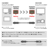DisplayPortケーブル 10m 光ファイバー極細タイプ（直径4.5mm） VV-DP100AA-AOC-B 1本 Vodaview