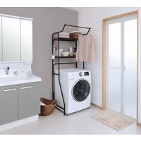 アイリスオーヤマ ハンガーバー付きスタイルランドリーラック ブラック HSLR-695 1台