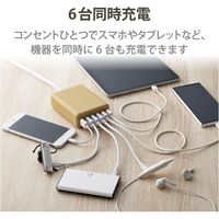 エレコム 電源タップ/卓上タイプ/USBポート/Aメス×6ポート/おまかせ充電対応/60W/オーク EC-ACD01O 1個