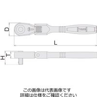 エスコ 3/8”DRx327mm ラチェットハンドル(首振) EA618JA-24 1本（直送品）