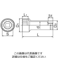 エスコ 1”DR/90mm インパクトソケット(アンカーボルト用) EA164NL-390 1個（直送品）