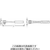 エスコ 1/4”DR/170mm ラチェットハンドル(首振型) EA617XR-41 1本（直送品）