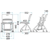 藤沢工業 TOKIO FNCシリーズ ミーティングチェア レザー インディゴブルー FNC-K5T インディゴブルー 1セット（4脚入）（取寄品）
