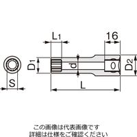 エスコ 1/2”DRx 5/16” ディープソケット(インチ/十二角) EA618KN-51 1セット(3個)（直送品）
