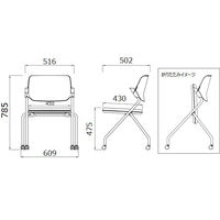 アール・エフ・ヤマカワ SYネスティングチェア 肘無し ファブリック ラテベージュ RFC-SYBFLB 1箱（4脚入） 幅609mm キャスター付き