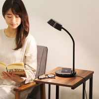 アイリスオーヤマ LEDデスクライトQi充電シリーズ 平置きタイプ 調光・調色 ブラック LDL-QFDL-B 1台