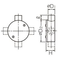 エスコ φ22mm 露出ボックス(VE管用/2方向)ベージュ EA940CS-132 1セット(15個)（直送品）