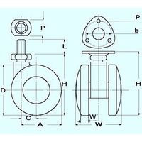 エスコ 40mm キャスター(ツインホイール・自在) EA986TA-40 1セット(15個)（直送品）