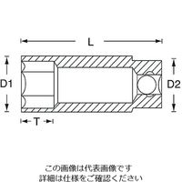 エスコ 1/2”DRx10mm ディープソケット EA617DY-10 1セット(10個)（直送品）