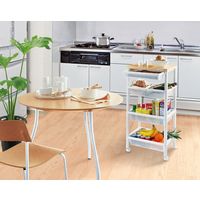 不動技研 ウッドテーブルワゴン WTW-4HS 引き出しバスケット付 ホワイト F2492 1セット(5個)