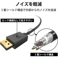 DisplayPortケーブル 2m 8K Ver1.4認証 マルチストリーム機能 ブラック CAC-DP1420BK2 エレコム 1個
