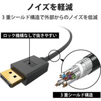 DisplayPortケーブル 1m 8K Ver1.4認証 マルチストリーム機能 ブラック CAC-DP1410BK2 エレコム 1個（直送品）