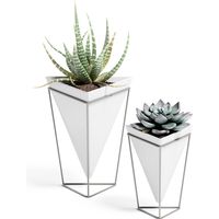 アントレックス Umbra トリッグ フラワーベース デスクオーガナイザー 幅140×奥行140×高さ175mm ホワイト/ニッケル 大小1セット（直送品）