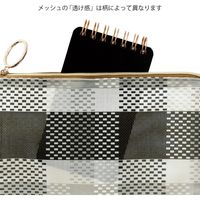 ポーチ A5 メッシュ チェック柄 黒 53341006 1個 デザインフィル（直送品）