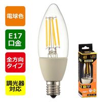 オーム電機 LEDフィラメントタイプシャンデリア球 E17 40形相当 電球色 調光器対応 06-3486 1個