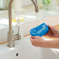 （100%天然素材）ポップアップスポンジ ベングト＆ロッタ 水でふくらむキッチンスポンジ ベングトカッテン ホワイト＆ブルー 2個セット イーオクト