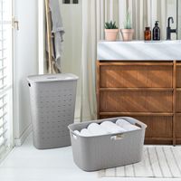 CURVER Softex（ソフテックス） ふた付きバスケット 56L グレーベージュ 1個