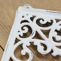 ポッシュリビング アイアンブラケット ホワイト W3.5×D18.5×H18.5cm キャストアイアン 62033 1セット(2個)（直送品）