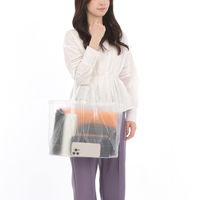 半透明シースルーバッグ（ビニールバッグ）　ポケット付き　Mサイズ（A4横ワイド）1セット（100枚：10枚入×10） オリジナル