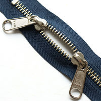 日本紐釦貿易 Y.K.K 両開金属ファスナー40cm シルバー 紺 5本 5RNM40-560 1セット3袋(1袋5本入、（直送品）