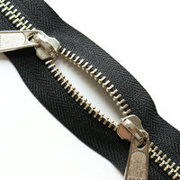 日本紐釦貿易 Y.K.K 両開金属ファスナー40cm シルバー 黒 5本 5RNM40-580 1セット3袋(1袋5本入、（直送品）