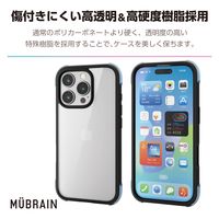 iPhone16 Pro ケース ハイブリッド 衝撃吸収 ブラック×クリアブルー PM-A24CHVAIRBK2 エレコム 1個（直送品）