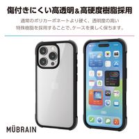 iPhone16 Pro ケース ハイブリッド 衝撃吸収 ブラック×クリアブラック PM-A24CHVAIRBK エレコム 1個（直送品）