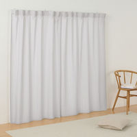 無印良品 再生ポリエステル使い ノンプリーツカーテン 幅１００×丈２００ｃｍ用 グレーストライプ 1セット（1枚×2） 良品計画