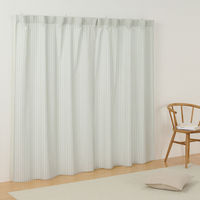 無印良品 再生ポリエステル使い ノンプリーツカーテン 幅１００×丈２００ｃｍ用 グリーンストライプ 1セット（1枚×2） 良品計画