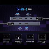 UGREEN ドッキングステーション 6-in-1 USB タイプC ハブ Uno 35998 UGRーOTー000020 1個