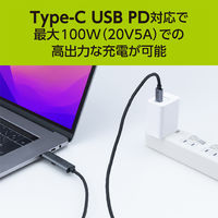 ナカバヤシ USBーCポート搭載　TypeーC　PDケーブル　ブラック UPDーH32BK 1個