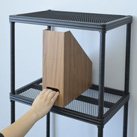 YAMAZEN 木目調 ファイルボックス 紙製 A4 タテ 取っ手付き 収納幅100mm NPF-1031(BR) 1セット(1個×3)