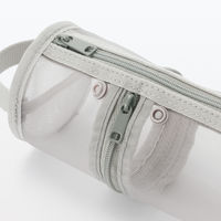 無印良品 ナイロンメッシュ縦でも横でも使えるペンケース 約直径６５×高さ２０７ｍｍ グレー 良品計画