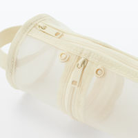 無印良品 ナイロンメッシュ縦でも横でも使えるペンケース 約直径６５×高さ２０７ｍｍ アイボリー 良品計画