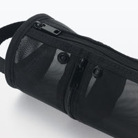 無印良品 ナイロンメッシュ縦でも横でも使えるペンケース 約直径６５×高さ２０７ｍｍ 黒 良品計画