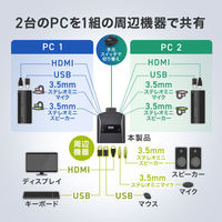サンワサプライ  4K対応HDMIパソコン切替器（エミュレーション非搭載・手元スイッチ付き） SW-KVM2WHUUS（直送品）