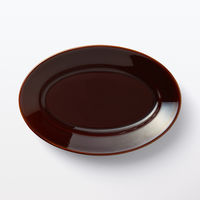 無印良品 磁器 リムオーバル皿 大 飴釉 約２８×１９ｃｍ 1セット（1枚×2） 良品計画