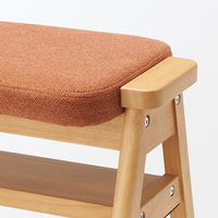 無印良品 再生ポリエステル混 木製スタッキングスツール オレンジ 幅４９．３×奥行３７×高さ４４ｃｍ 良品計画